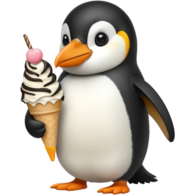 Penguen dondurma yiyor emoji
