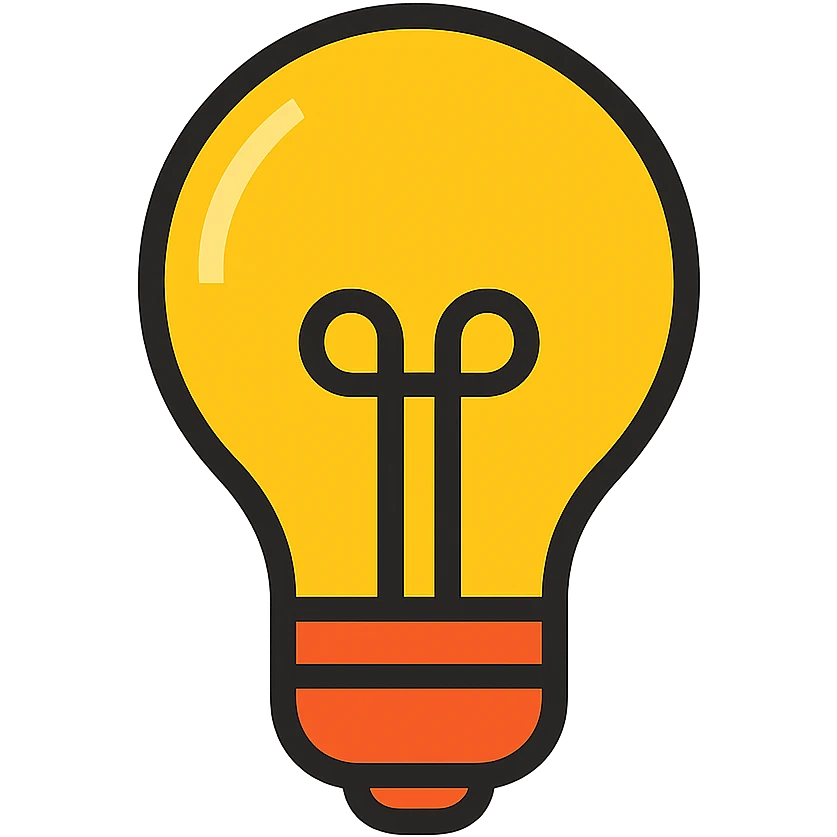 bulb, color outline icon, clean and minimal emoji
