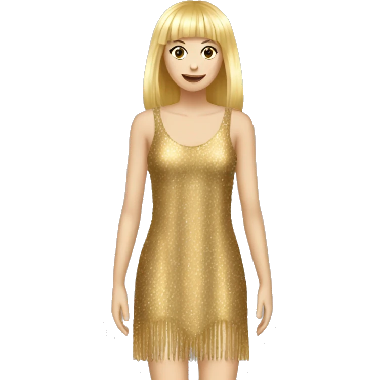 a short gold sparkly dress with fringes, dress alone emoji