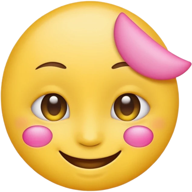 Generic Yellow emoji with pink under eye patches emoji