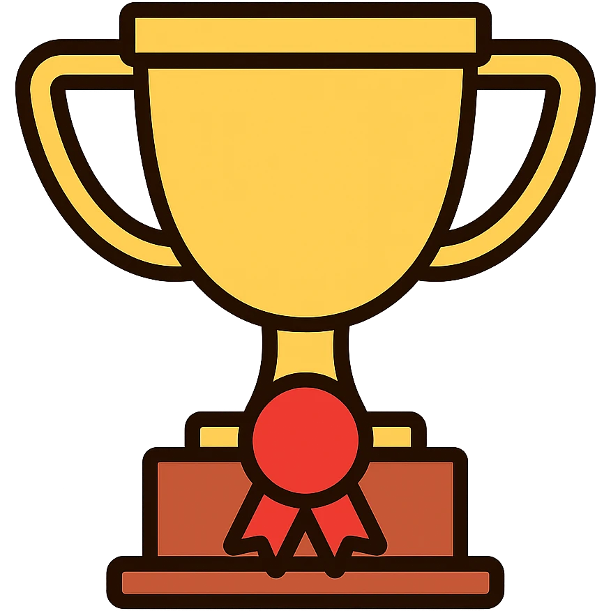 trophy color icon with a ribbon on the base emoji