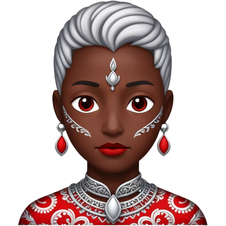Dark evil Badass emo gothic punky black and silver with intricate red and white patterns  emoji