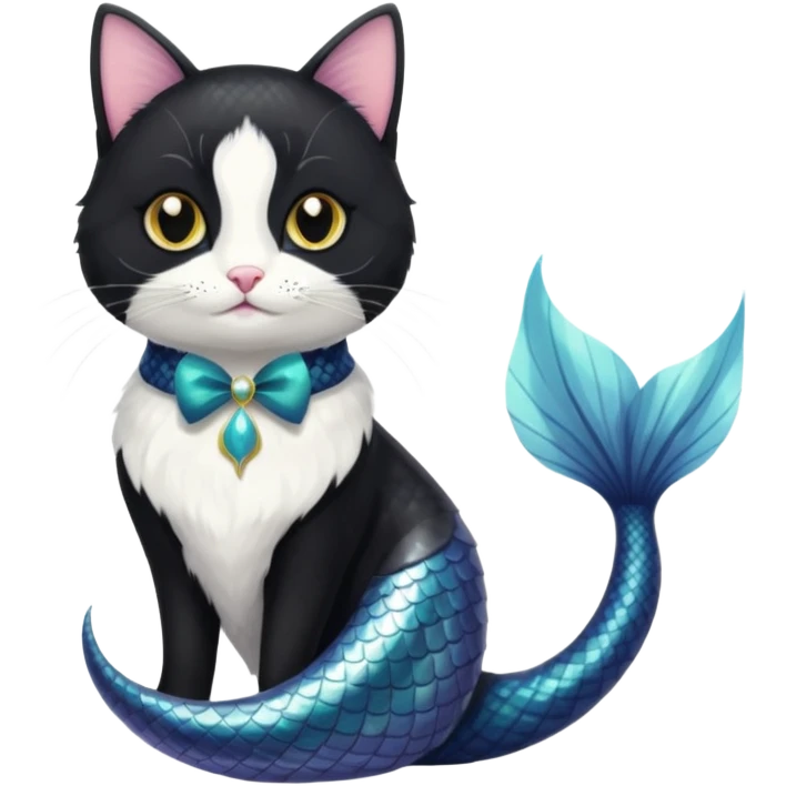 mermaid tuxedo cat emoji