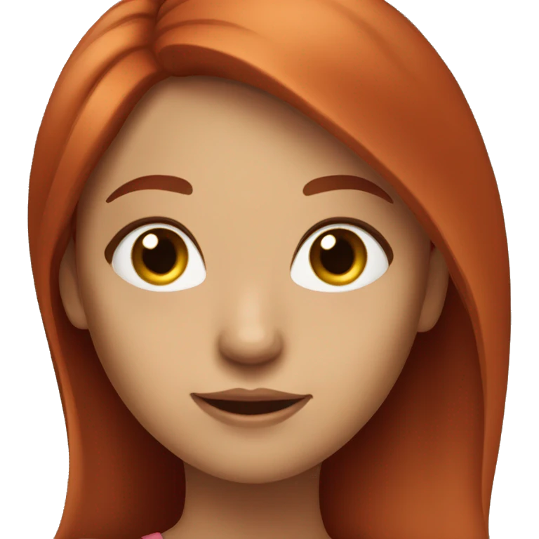 a girl with long red hair, brown eyes and eyelashes emoji