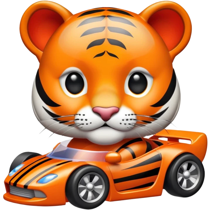 cute tiger holding toy hot wheel car emoji