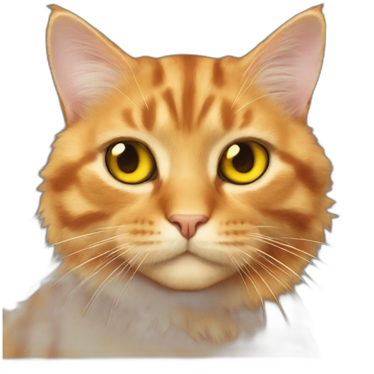 fluffy tortoise ginger cat yellow eyes emoji