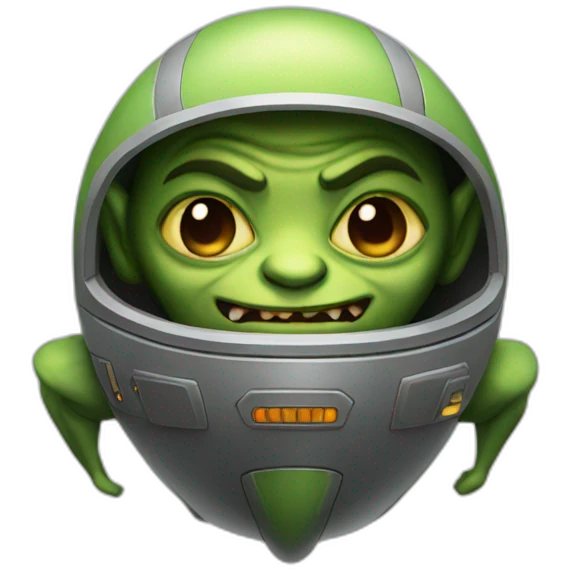 A goblin in a spaceship emoji