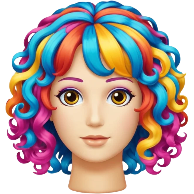curly colorful party wig emoji