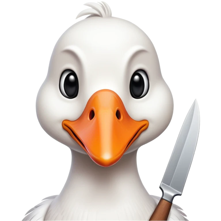 mischievous goose with a knife in its bill, untitled goose game inspired emoji