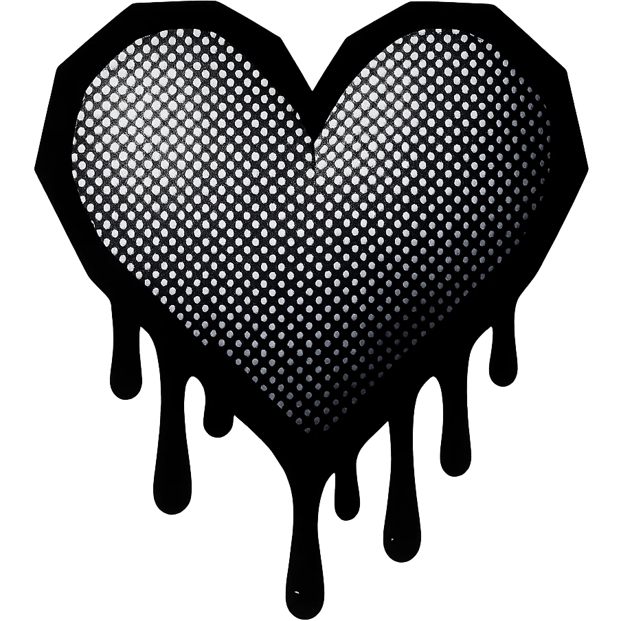 gothic style heart with dripping paint, black and purple colors emoji