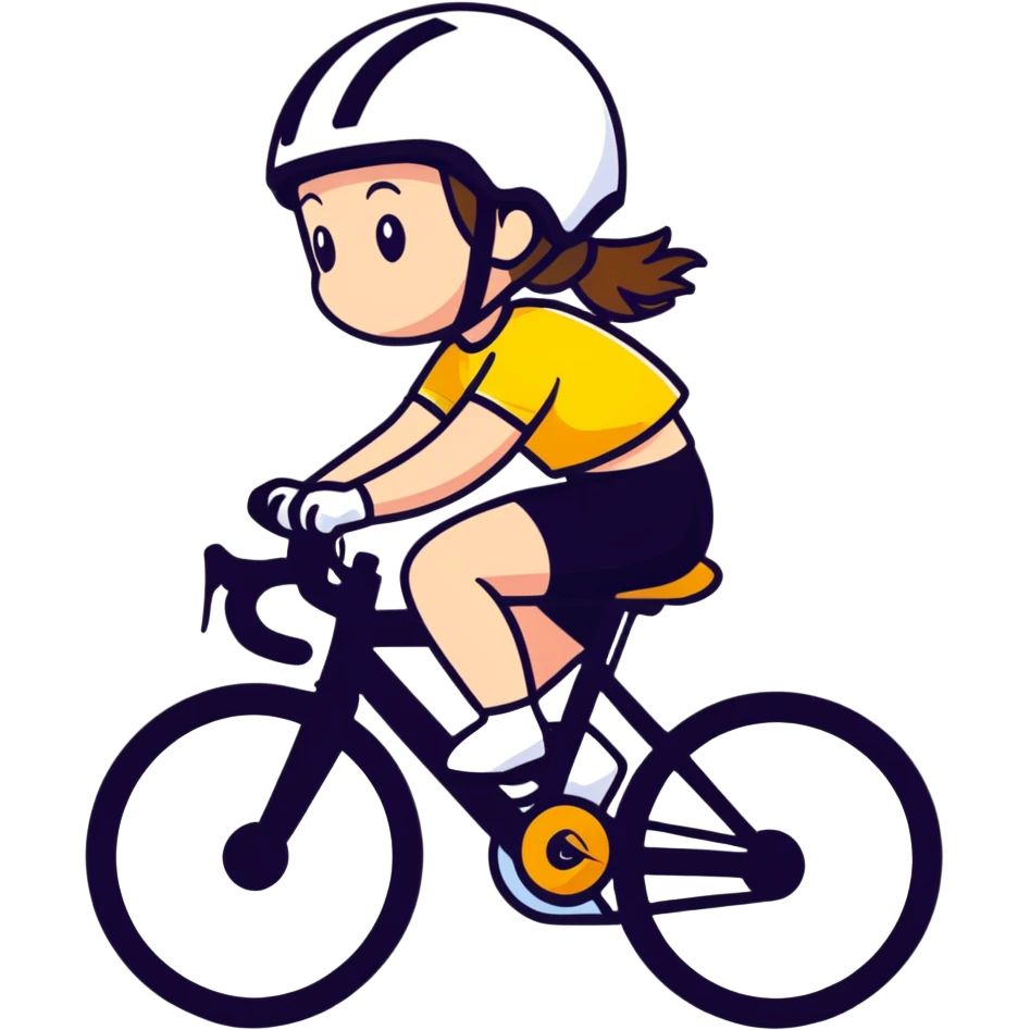 girl riding a road bike, wearing sportswear and a helmet emoji