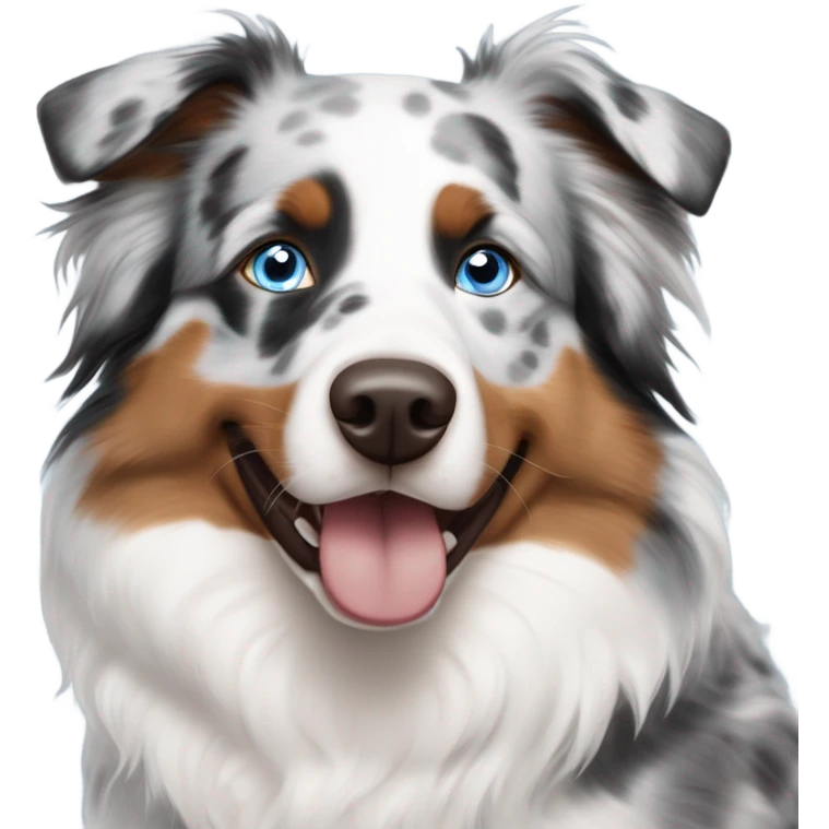 Blue Merle Australian shepherd with one blue eye and one brown eye emoji
