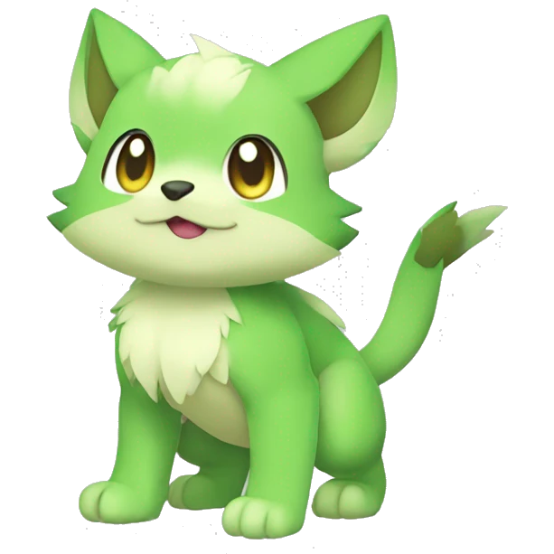 Cute cool green animal hybrid Fakemon full body emoji
