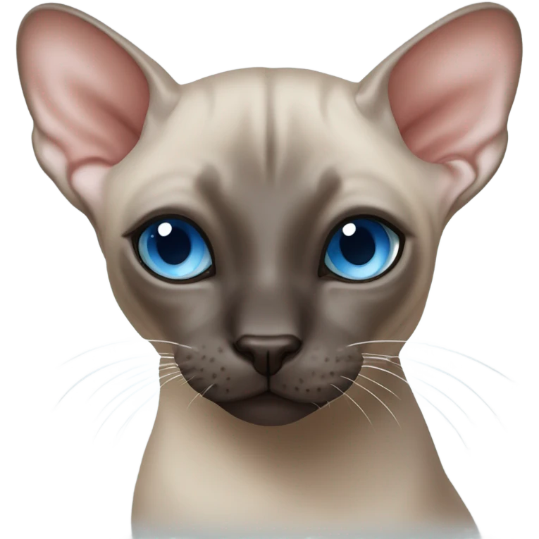 Seal point mink sphynx blue eyes dark nose no whiskers  emoji