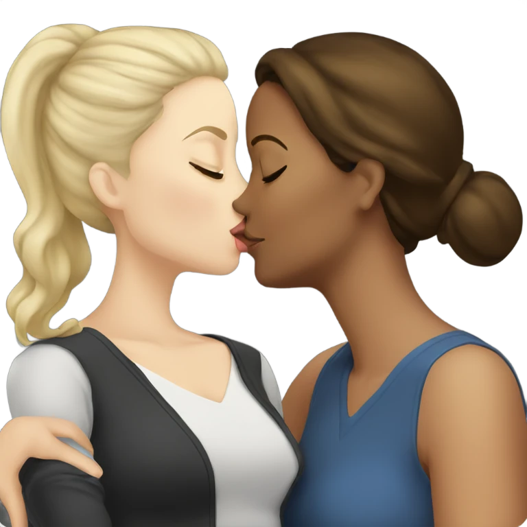 white woman kissing white brunette woman emoji