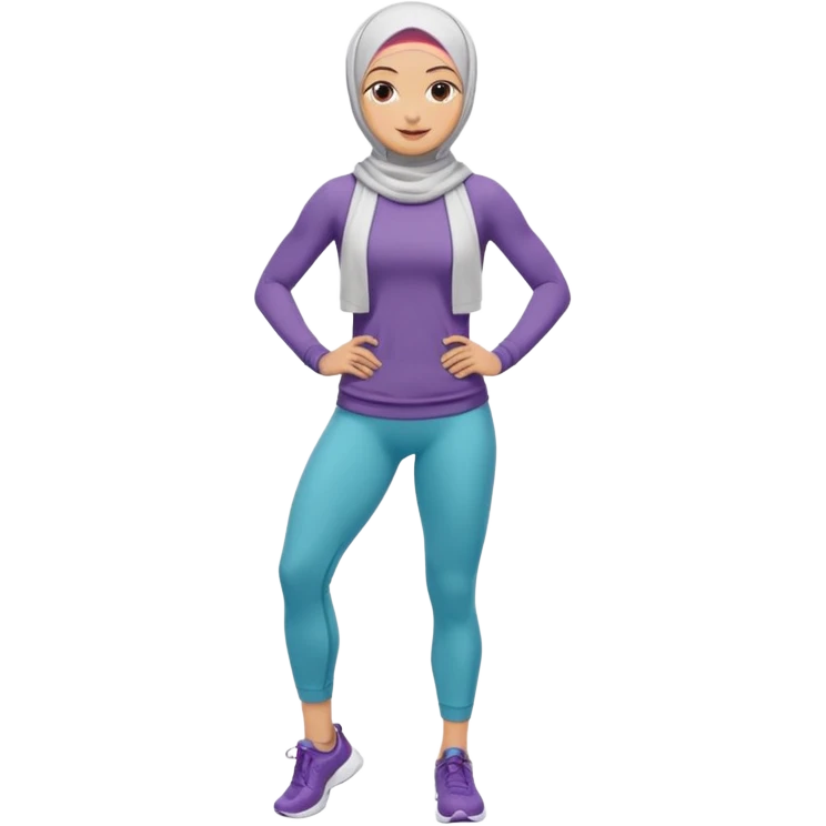 High resolution full body of a girl wearing a hijab and is a fitness trainer emoji