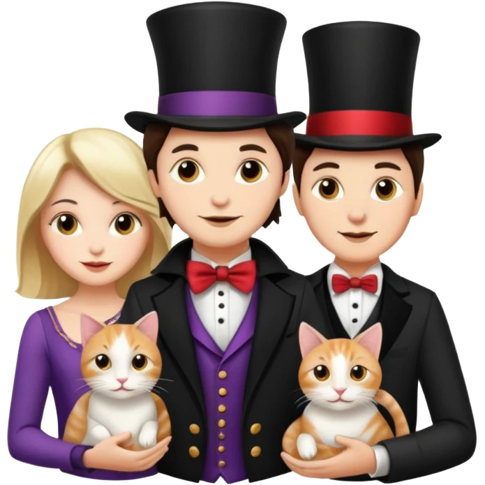 magician couple and their pet cat emoji