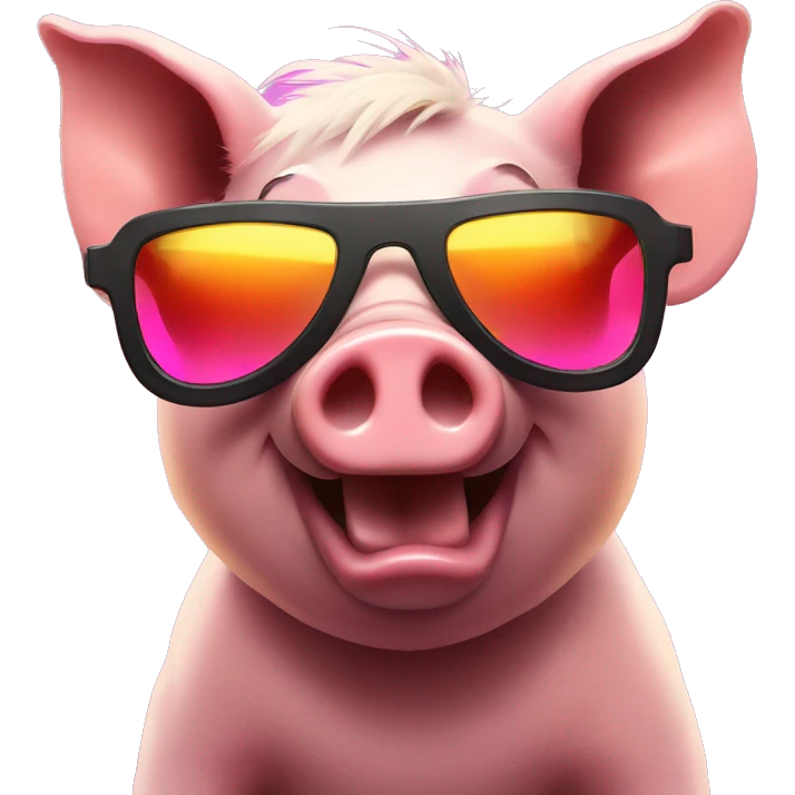 pig wearing sunglasses dancing with rave lights emoji