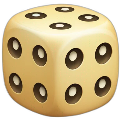 Dice with 3 dots on top, 4 dots on left, 5 dots on right emoji