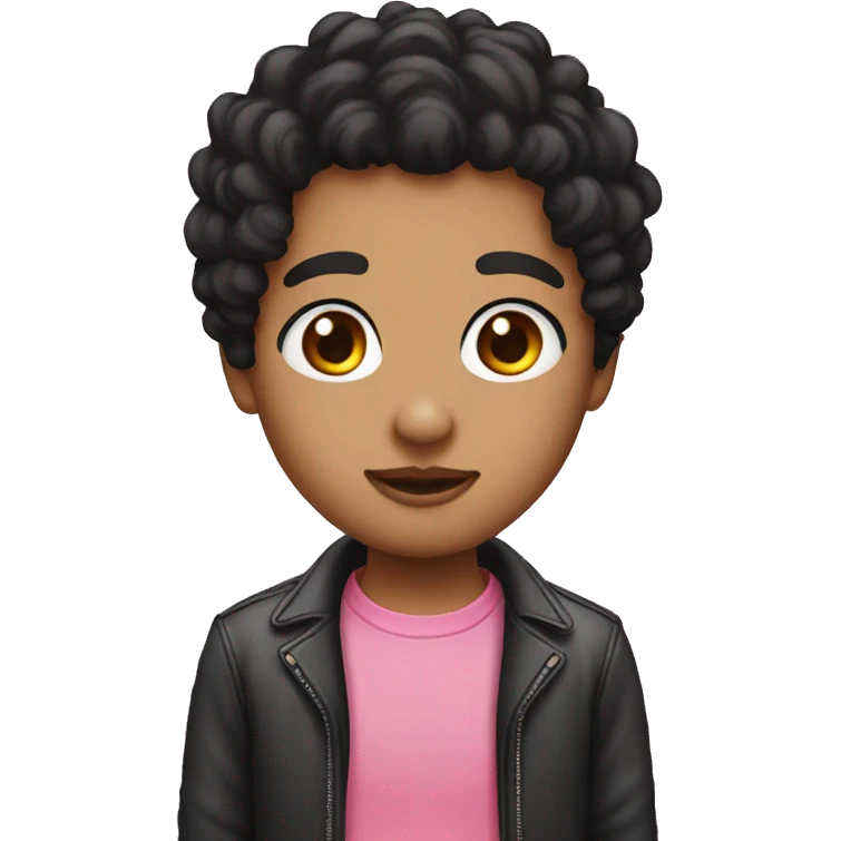 Black hair pink shirt nose ring emoji