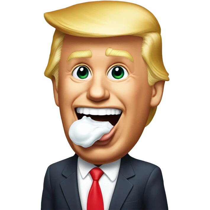 Donald trump with his tongue sticking out and milk all over his face emoji