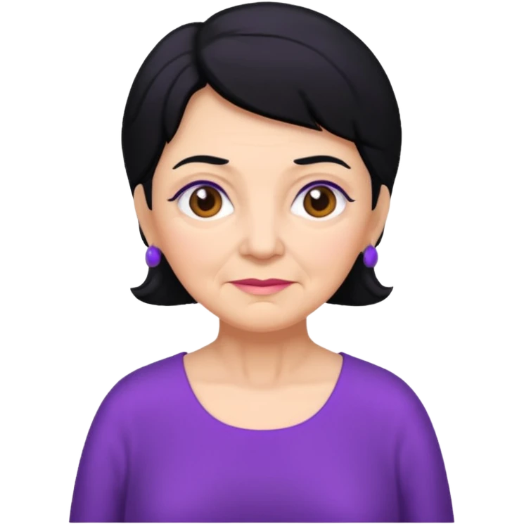 Bir baş örtülü mor kıyafetli siyah saçlı büyükanne emoji