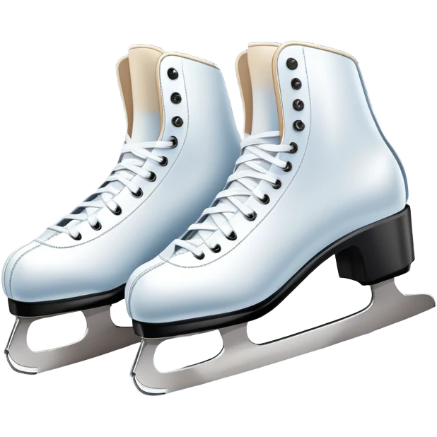 An icon featuring a pair of elegant figure skates resting on scratched, worn ice. In the background, cheering spectators fill the stands of a grand stadium, creating a vibrant atmosphere. Transparent background highlights the essence of figure skating performance emoji