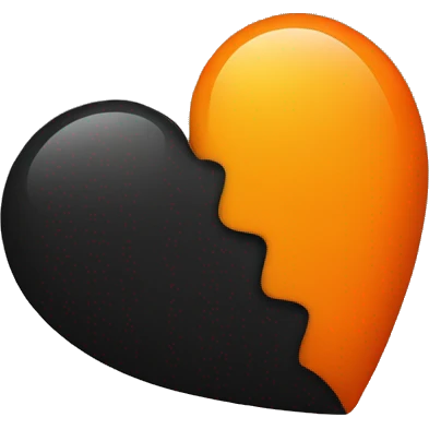 Half black and half orange heart emoji