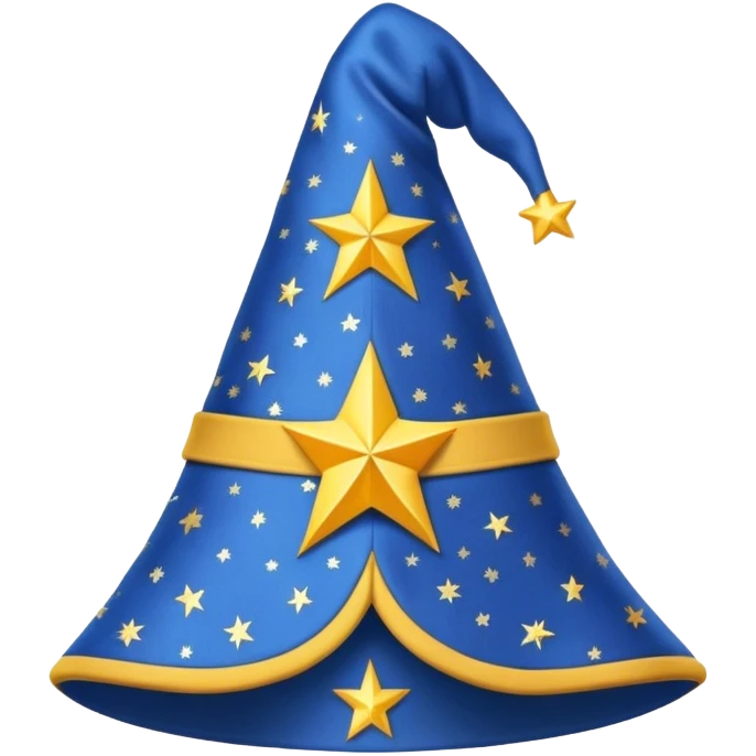 blue wizard hat with star yellow pattern emoji