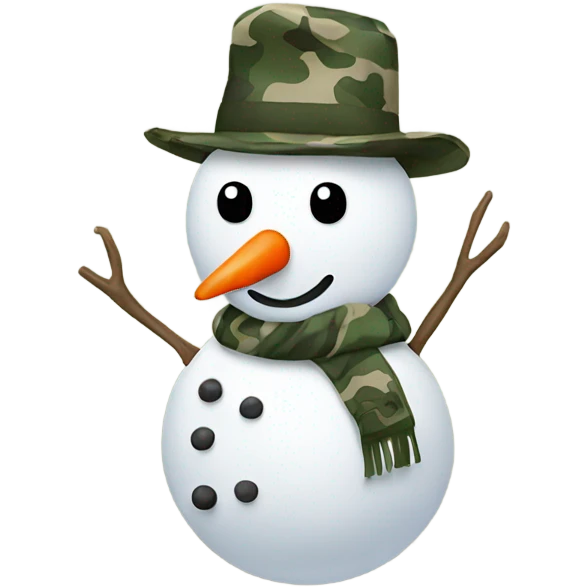Snow man with a camo shirt  emoji