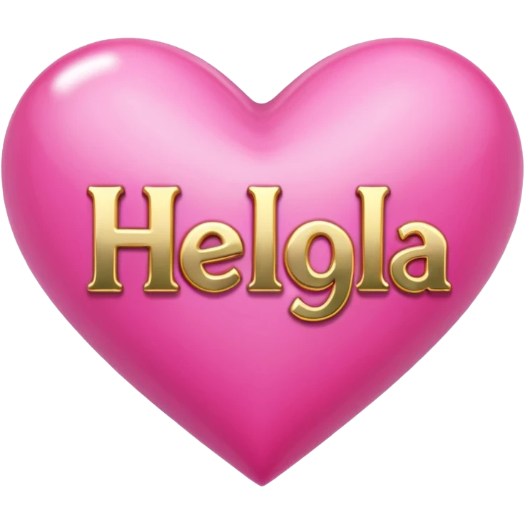 In pink heart,the gold inscription "Helga" in large letters emoji