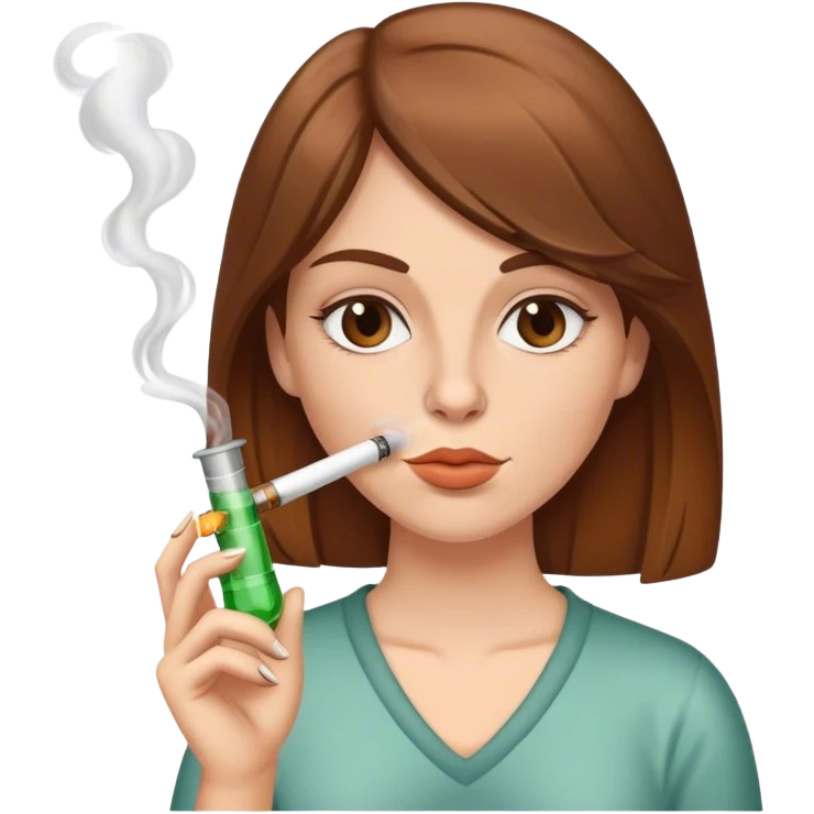 white woman with brown hair, smoking a bong  emoji