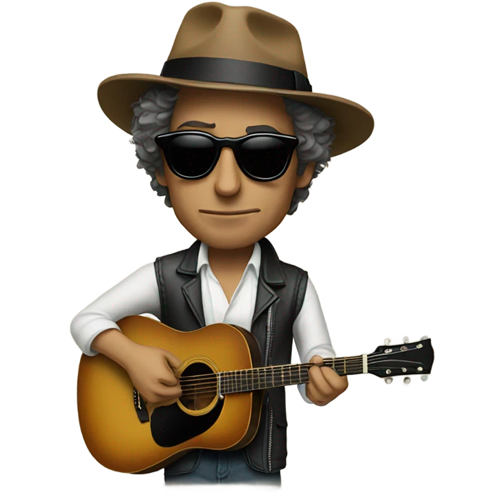 bob dylan with sunglases and guitar emoji