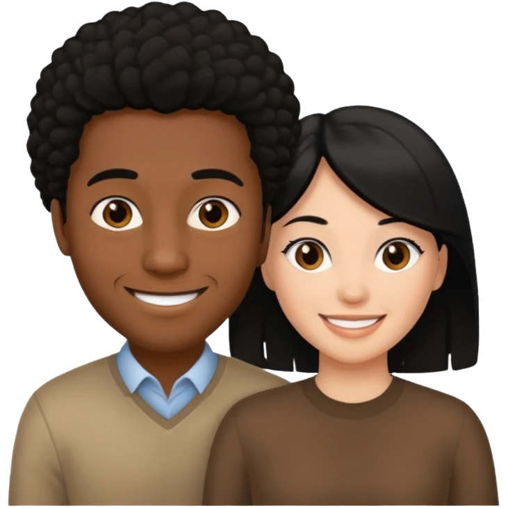 black man behind white woman with black hair emoji