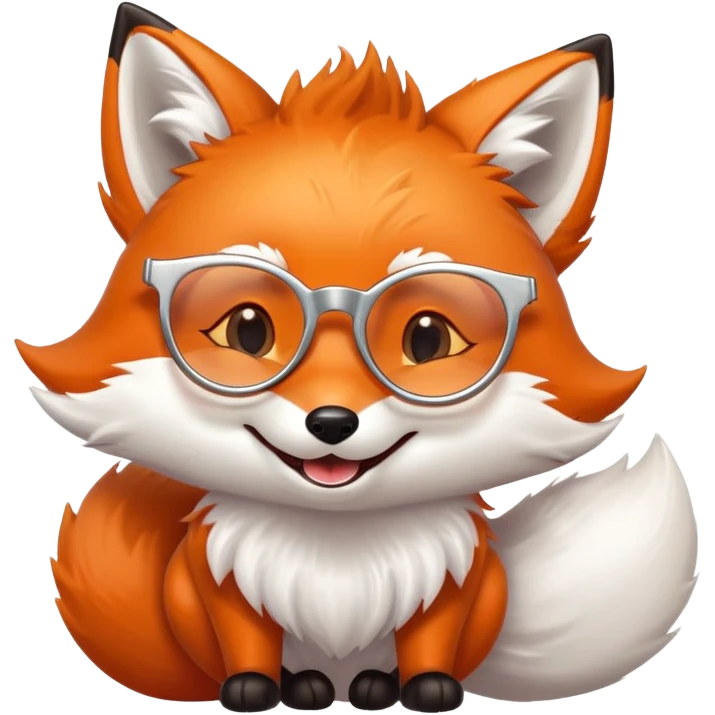 A magical fox with glowing fur, a silver star on its forehead, and round glasses, rolling on the floor and laughing uncontrollably. 🦊🤣 emoji