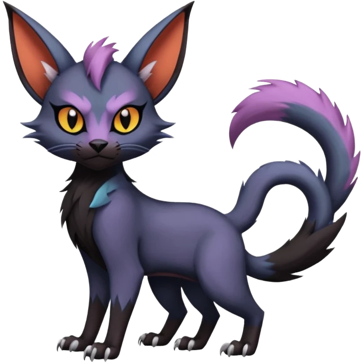 Black edgy Noivern-Noibat-Purloin-Torracat-Lykoi-Caracal-cat-Fakemon-fusion-hybrid-creature emoji