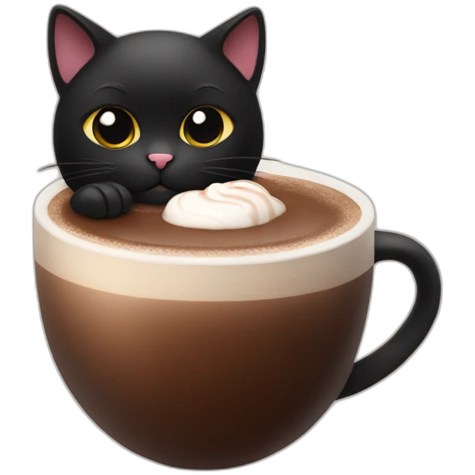 Black Cat with a hot chocolate emoji