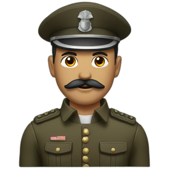 A man with square mustache wearing a soilder outfit emoji