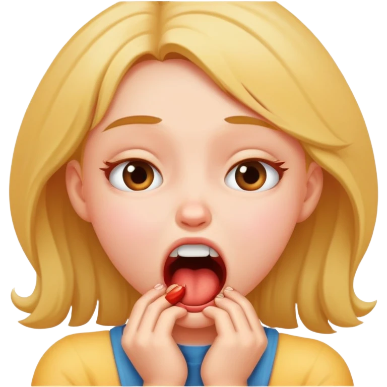 A girl choking herself, funny,  emoji