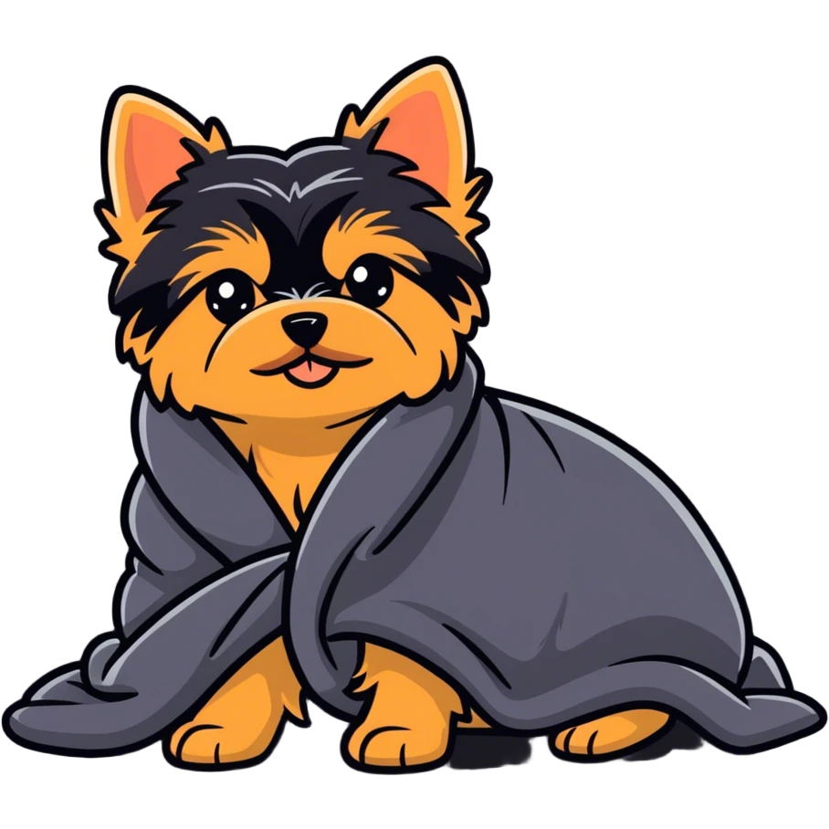 Cozy yorkie in a blanket emoji