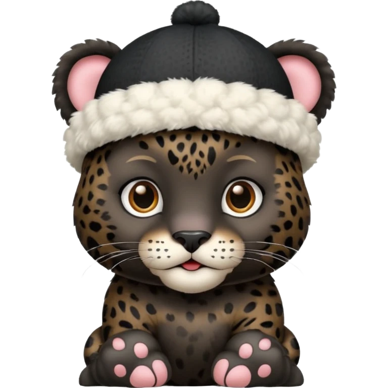 A black jaguar wearing a baby hat emoji