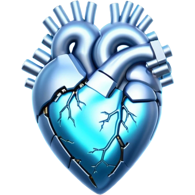 Blue and Cyan glowing holographic cyberpunk heart  emoji