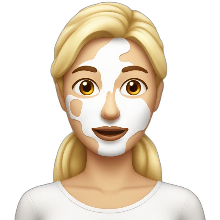 woman with vanilla glazing on her face emoji