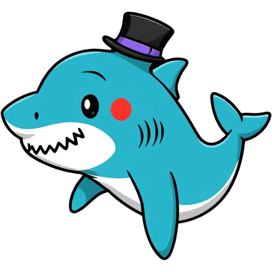 Shark with a top hat emoji