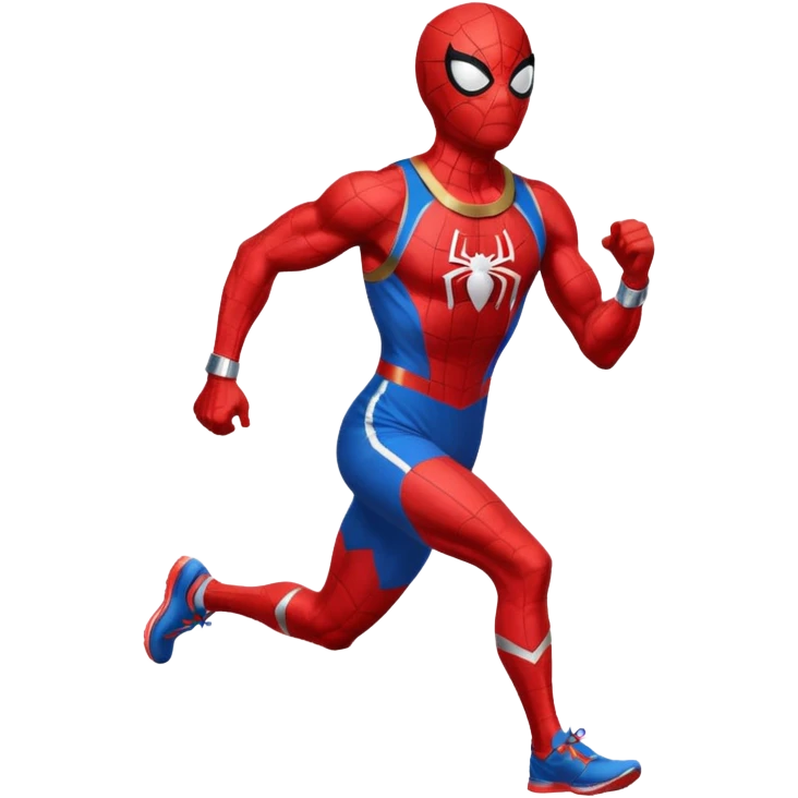 spiderman picking running a marathon with gold medal emoji