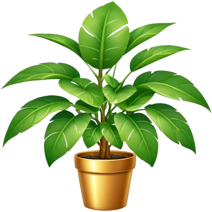 potted house plant with lots of coins growing on leaves emoji