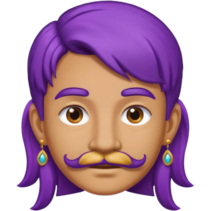 mustached purple haired earringed emoji
