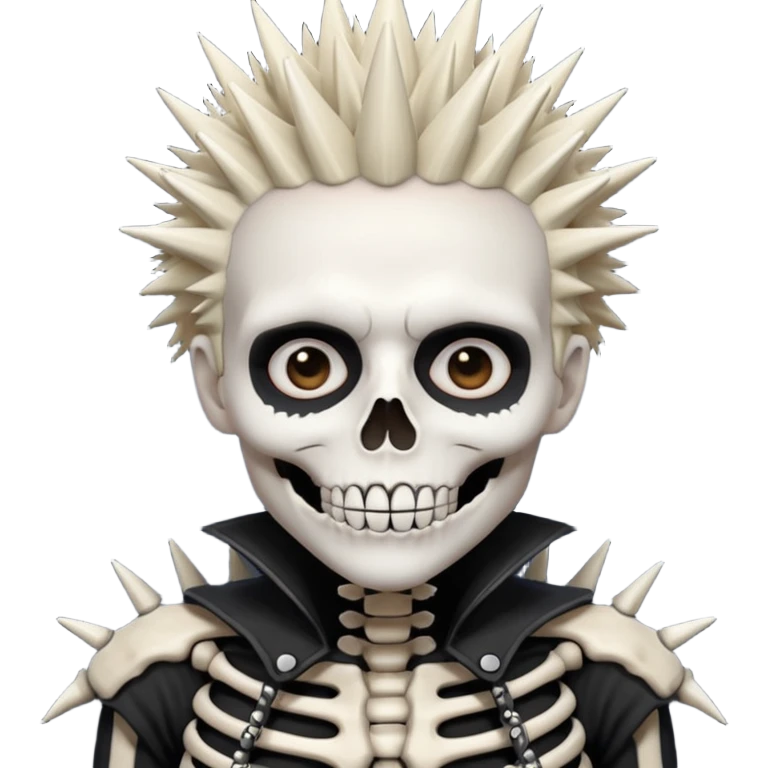 spiky hair guy with skeleton makeup emoji