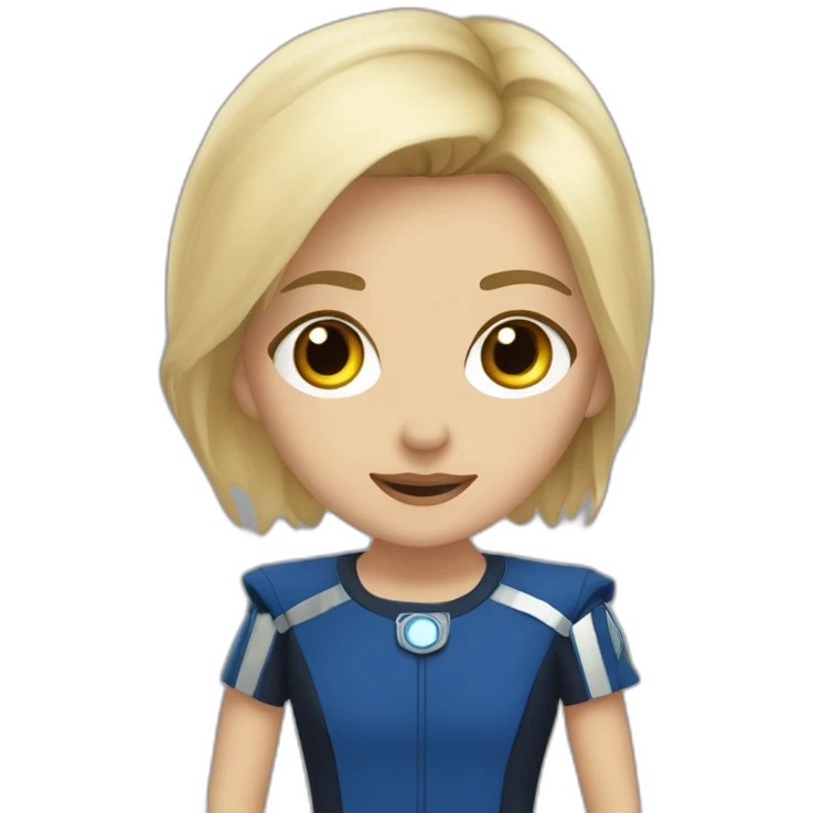 joven rubia de ojos azules y pelo largo entrando en la tardis emoji