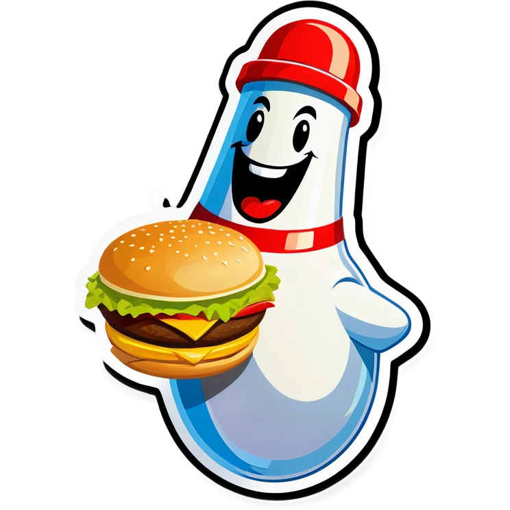 Bowling pin eating a cheeseburger  emoji